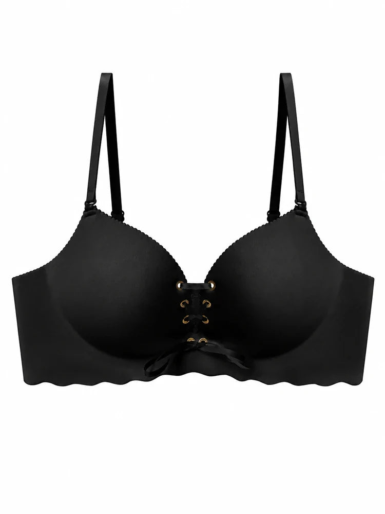 Wireless Strapless Drawstring Push Up Bra