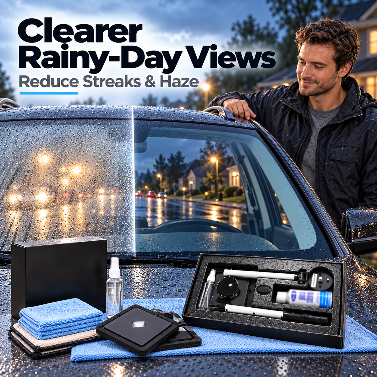 🧲Dual Magnetic Car Windshield Cleaner | Streak-Free Auto Glass Cleaning Kit🚗