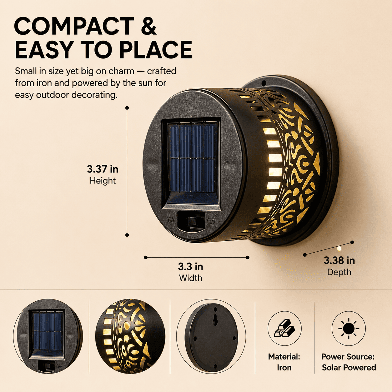 🌓Last Day 49% OFFSolar Mandala Wall Light Outdoor Garden Fence Projector Lamp Patio Ambient Decor
