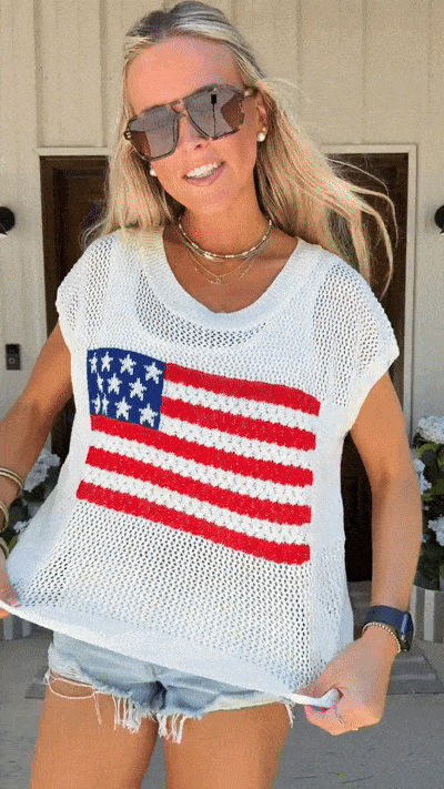 🌓Last Day 49% OFF-Women's Loose Fit American Flag Pattern Short Sleeve Knit Top – Patriotic Casual Summer Tee for 4th of July, Memorial Day, or Everyday Wear