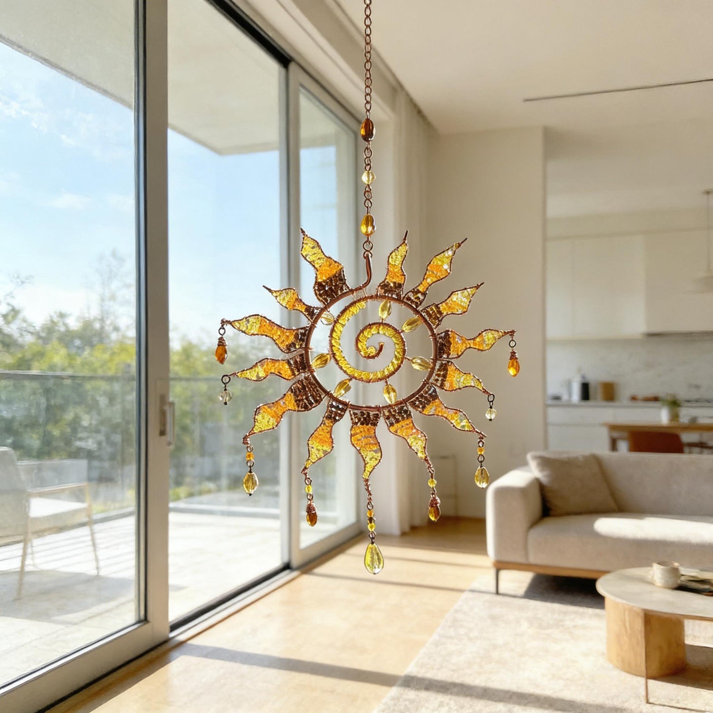 ☀️Sun Spiral Crystal Suncatcher – Handcrafted Bohemian Light Catcher