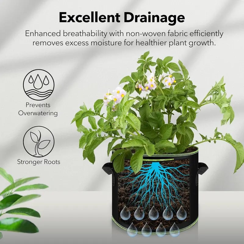 🌱 7 Gallon Grow Bags – Heavy Duty Aeration Fabric Pots with Handles for Vegetables, Flowers & Fruits 🪴