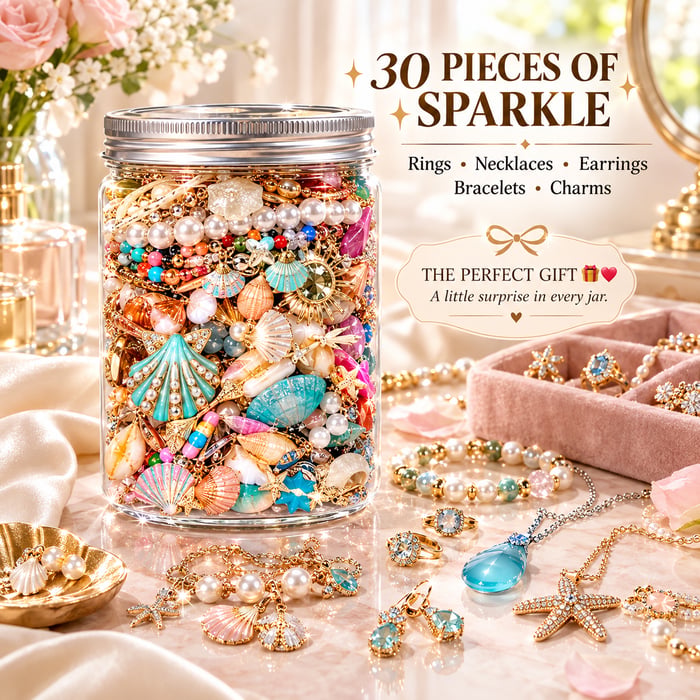 🎄 Mystery Jewelry Jar – Curated Sparkle Collection for a Beautiful Surprise