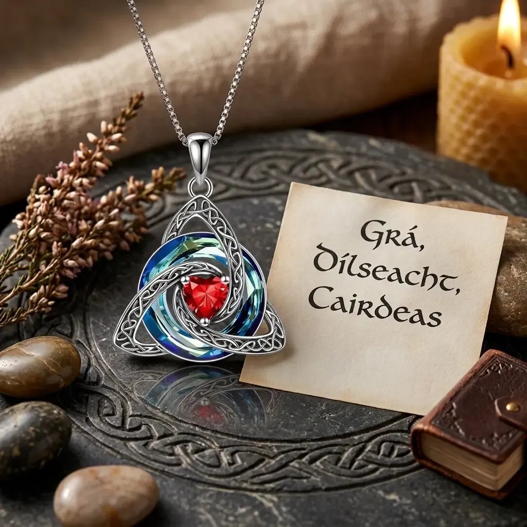 💎🔮 Necklace with Celtic Trinity knot and birthstone