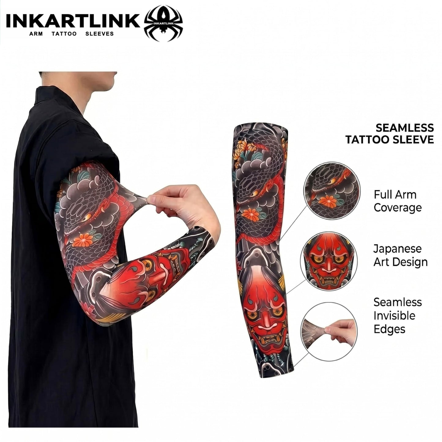 2 Pcs Cooling Sun Protection Tattoo Sleeves for MenWomen,UltraRealistic,UltraThin Breathable