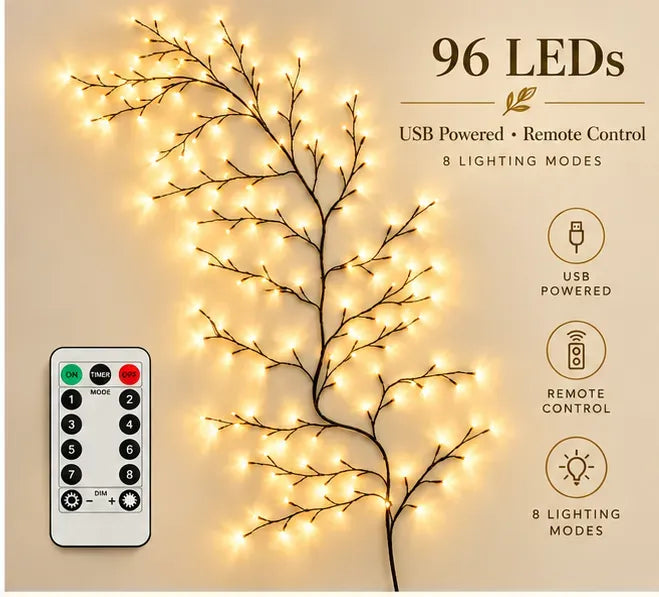 ✨ DIY Flexible LED Branch Lights | 8 Lighting Modes & Remote