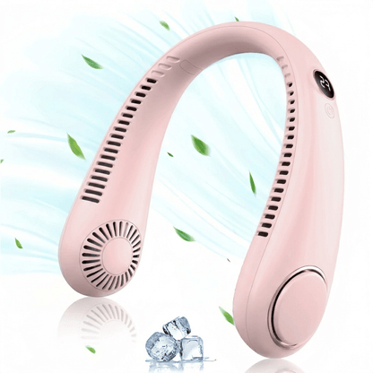 Hands-Free Bladeless Wearable Personal Fan with LED Display, Rechargeable Battery Operated Cooling Fan for Outdoor Travel, Sports, Home, Office