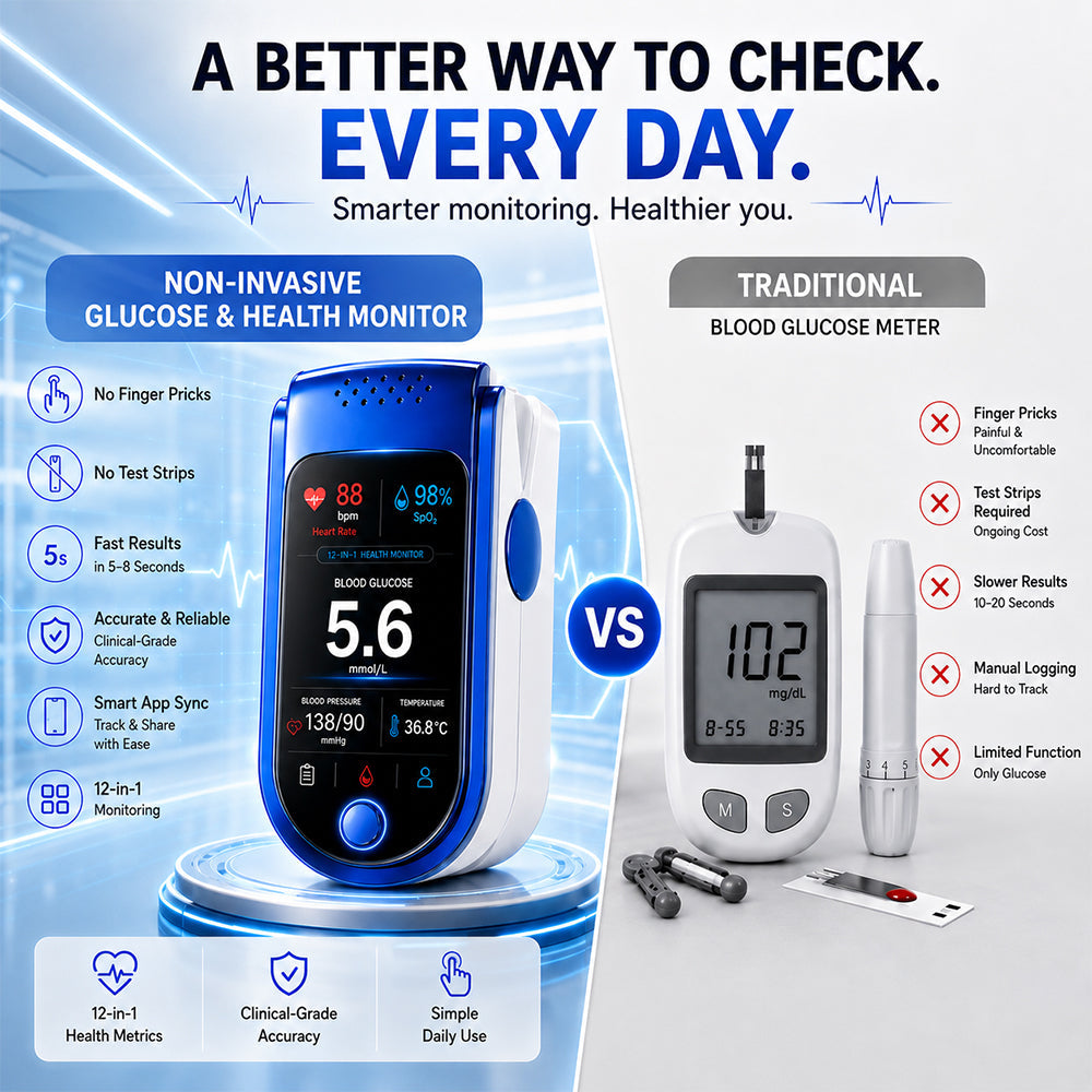 Non-Invasive Daily Health Tracker | 💧 Needle-Free Wellness Trend Monitoring Device