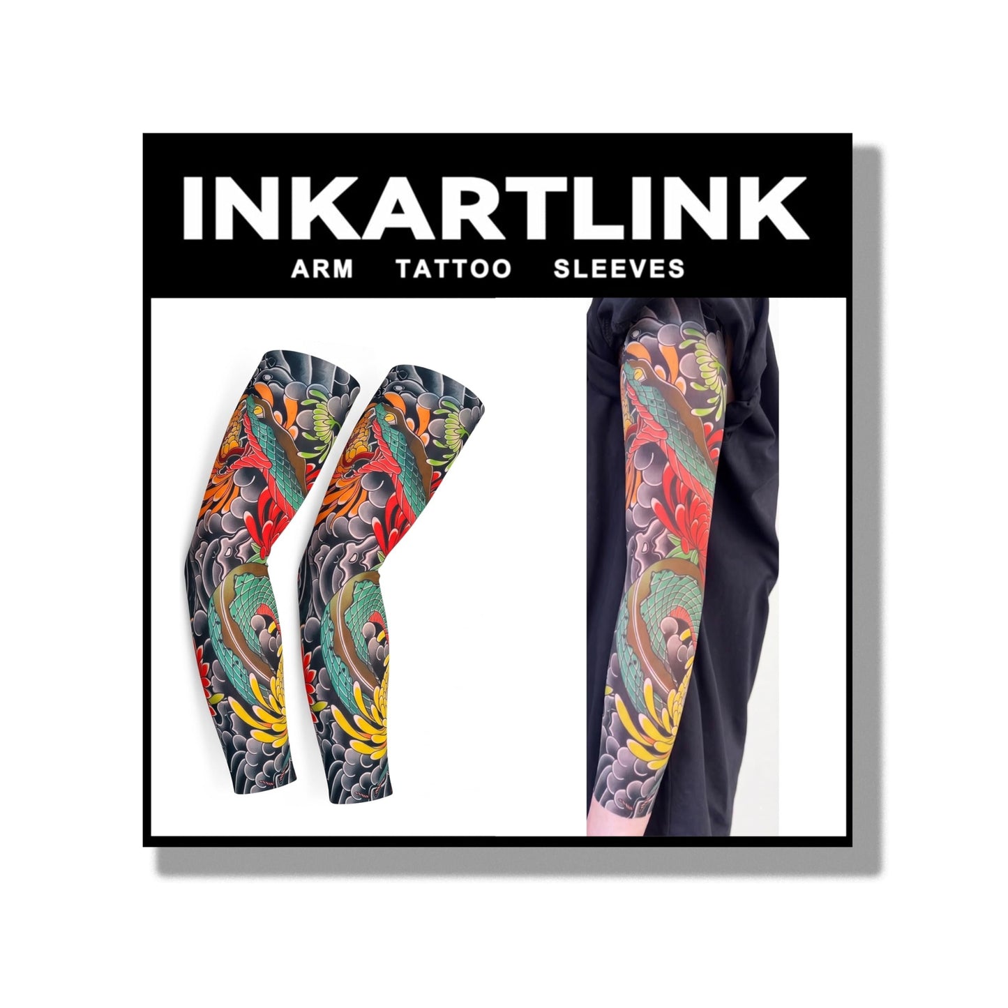 2 Pcs Cooling Sun Protection Tattoo Sleeves for MenWomen,UltraRealistic,UltraThin Breathable