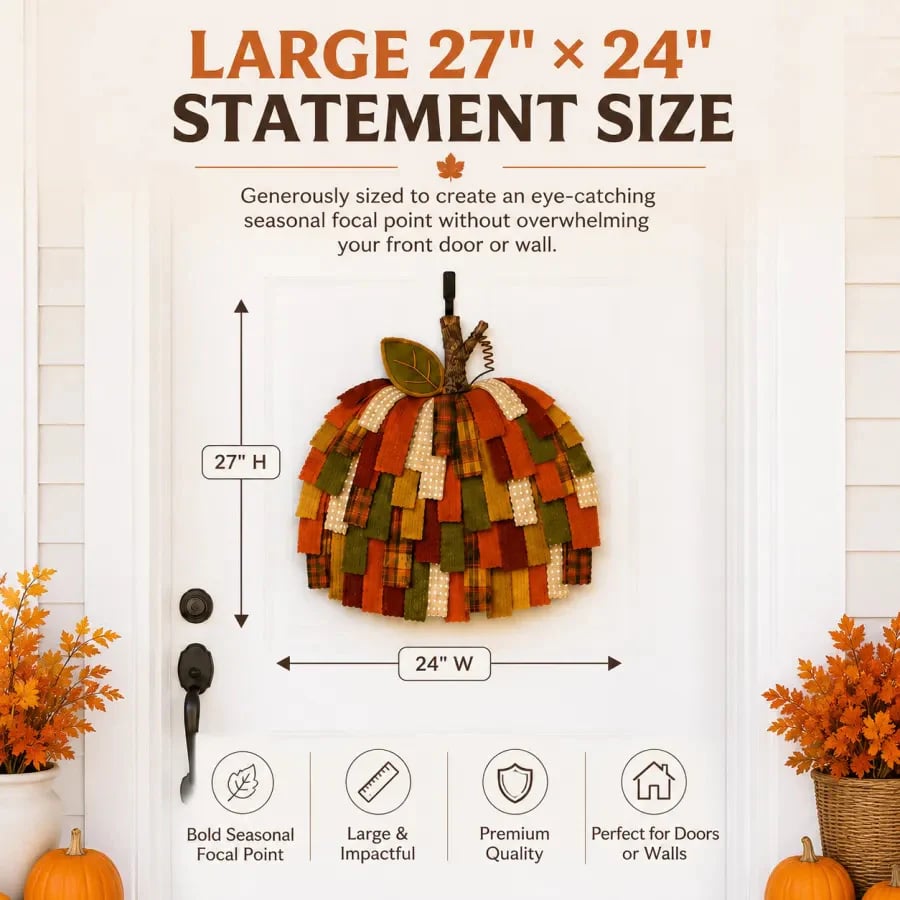 🎃 Only $45.99 Today-Handmade Patchwork Pumpkin Door Hanger| Warm Rustic Fall & Thanksgiving Decor 🍂
