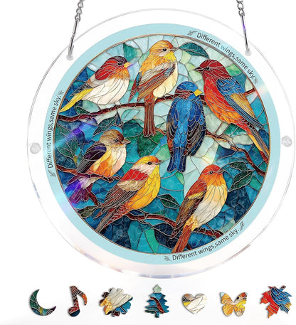 🔥LAST DAY 50% OFF - 🧩Acrylic Jigsaw Puzzle Suncatcher - Glowing Feather Haven