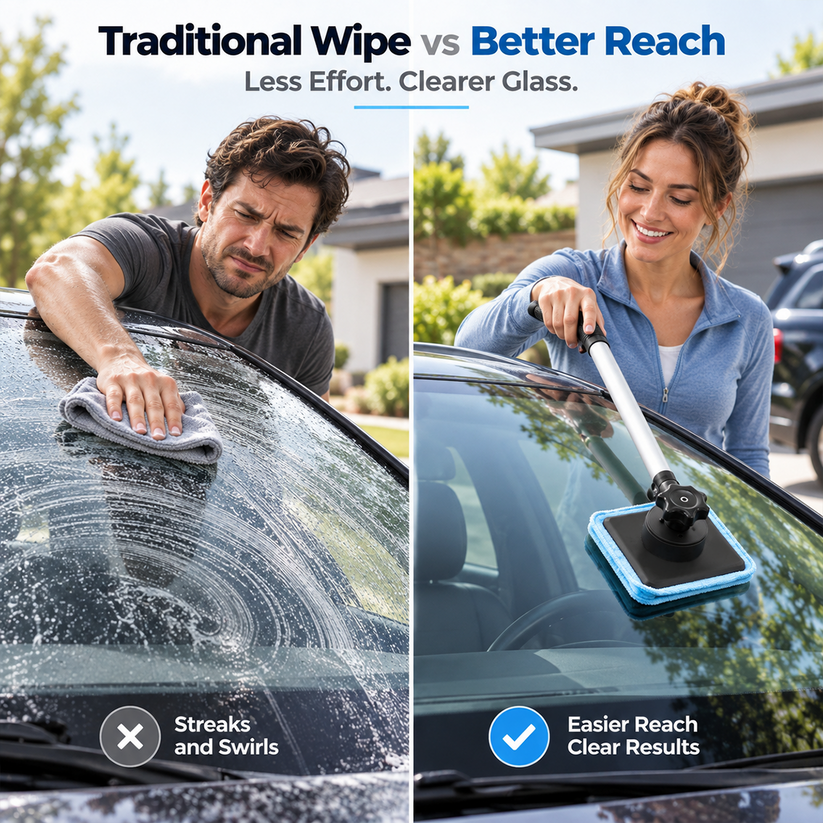 🧲Dual Magnetic Car Windshield Cleaner | Streak-Free Auto Glass Cleaning Kit🚗