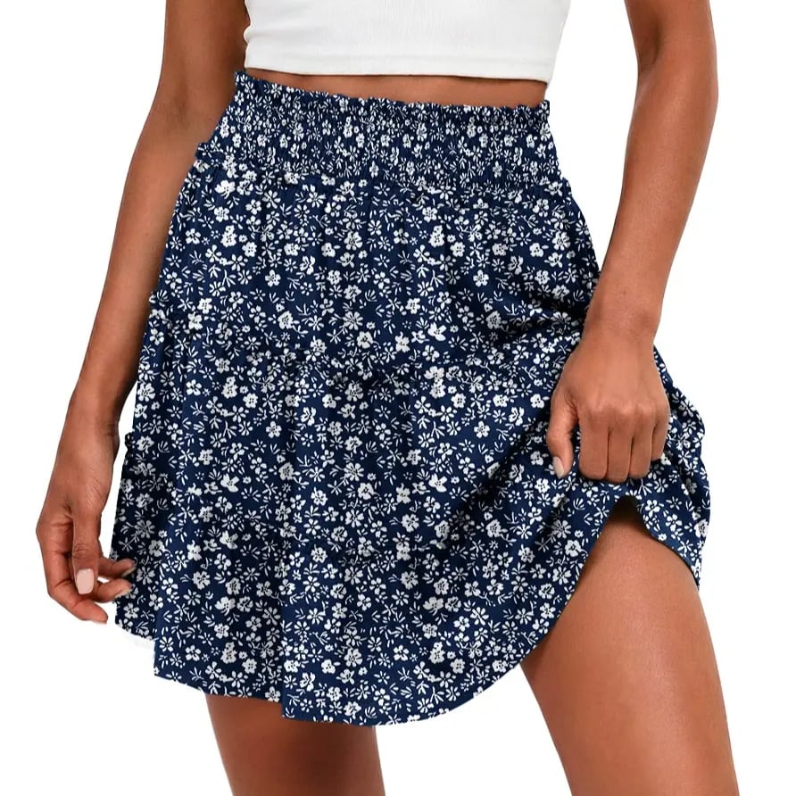 🌓Last Day 49% OFF -Women's Boho Floral Skorts, Flowy Tiered Ruffle Elastic-Waist Bottoms with Built-in Shorts and Pockets, Casual Style