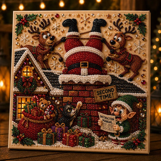 🎄 LAST DAY 49% OFF – Premium 3D Pearl Absurd Christmas Moments Art Kit | Luxury Flocked Canvas with Scratch-Resistant Non-Fading Pearl Beads DIY Funny Holiday Decor 🎅😂✨