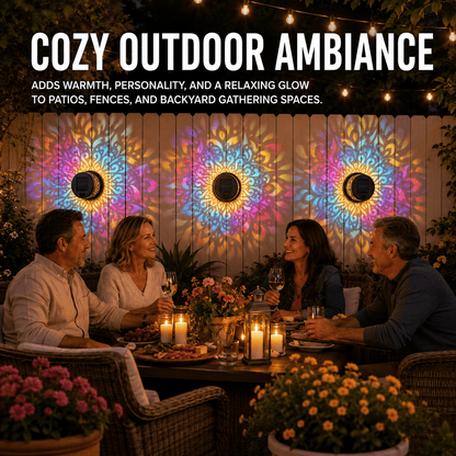 🌓Last Day 49% OFFSolar Mandala Wall Light Outdoor Garden Fence Projector Lamp Patio Ambient Decor