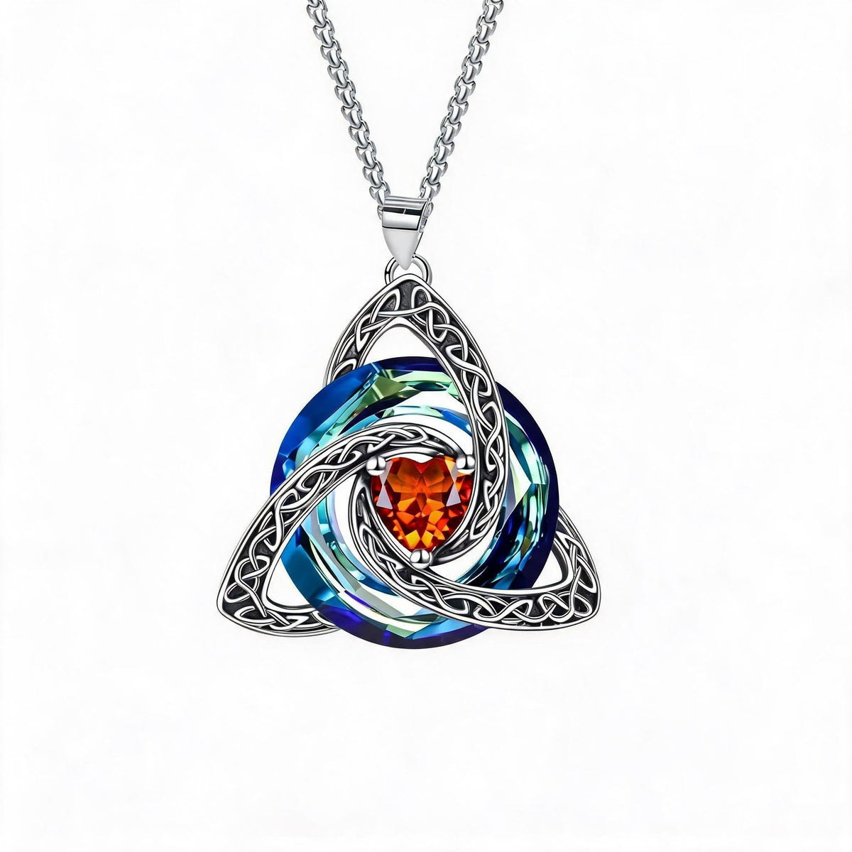 💎🔮 Necklace with Celtic Trinity knot and birthstone
