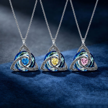 💎🔮 Necklace with Celtic Trinity knot and birthstone