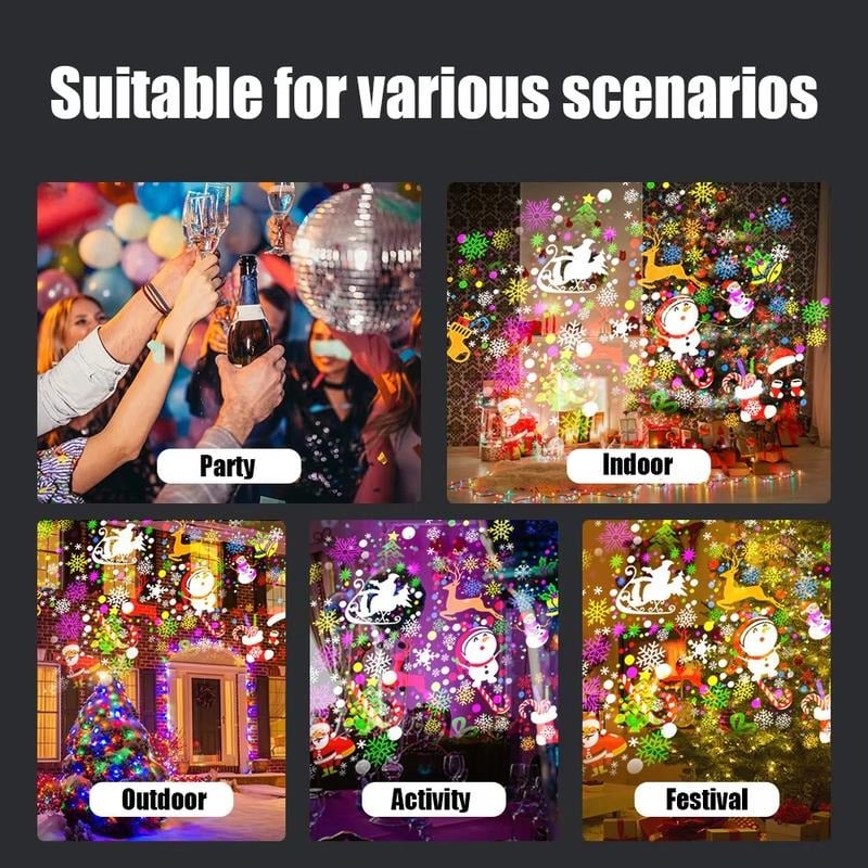 (🎄Early Christmas Sale 50%)🔌LED Christmas Projection Lamp - 16 Patterns of Pure Holiday Magic!✨