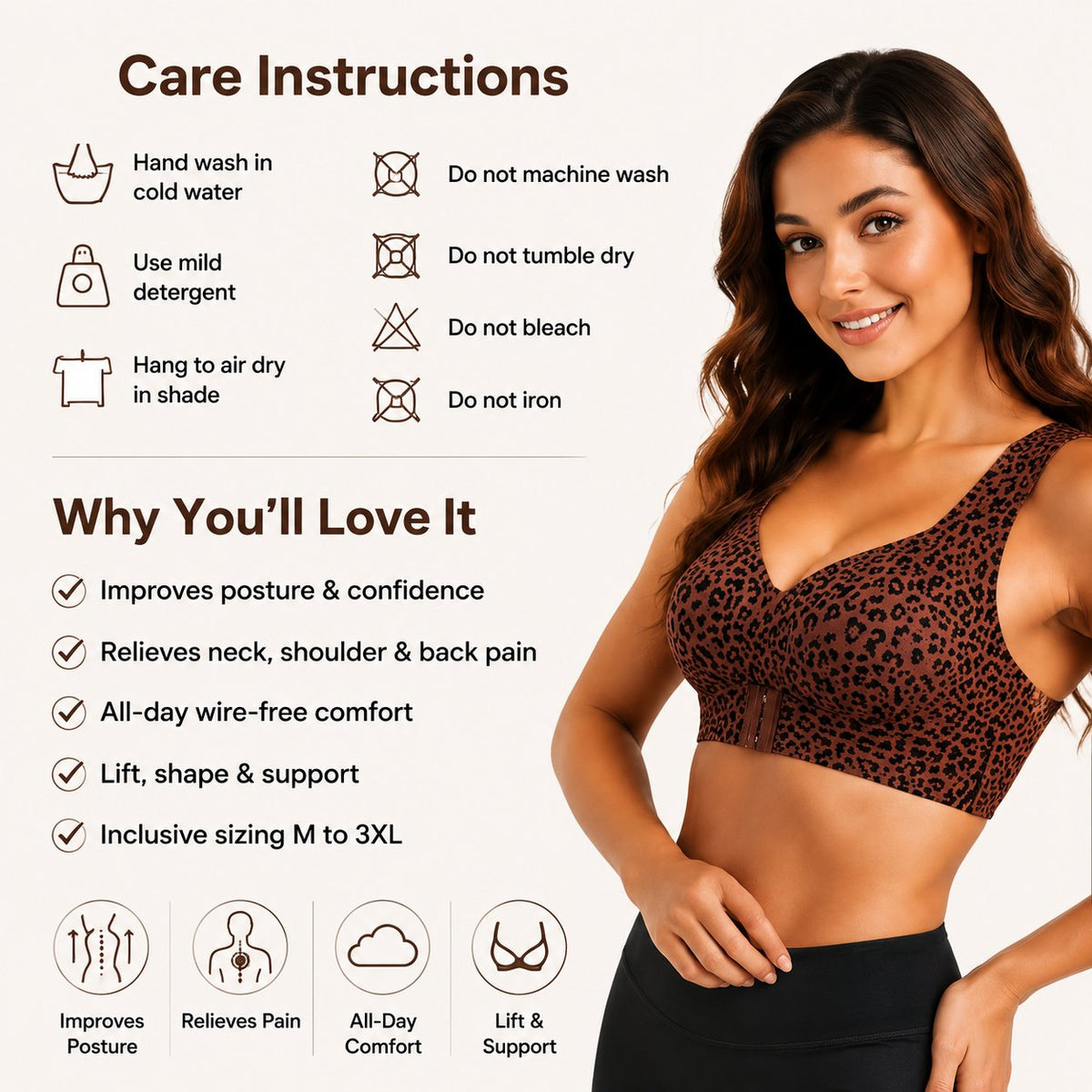Last Day 49%OFF-🖤Front Closure Posture Corrector Wireless Support Bra