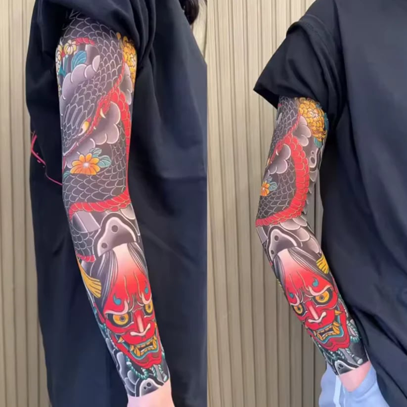 2 Pcs Cooling Sun Protection Tattoo Sleeves for MenWomen,UltraRealistic,UltraThin Breathable