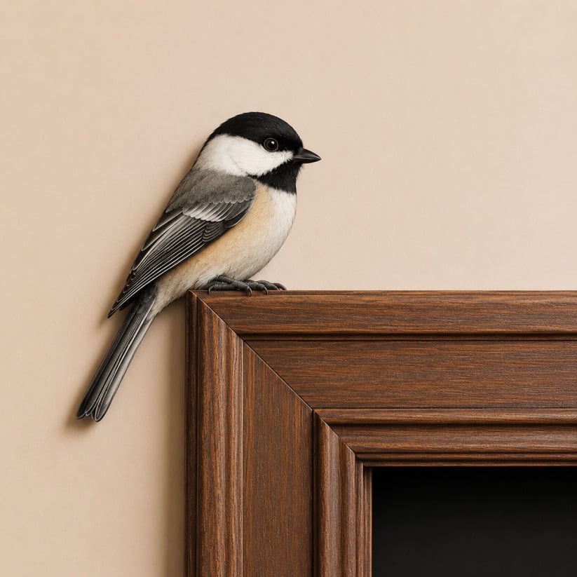Wooden Chickadee Door Topper