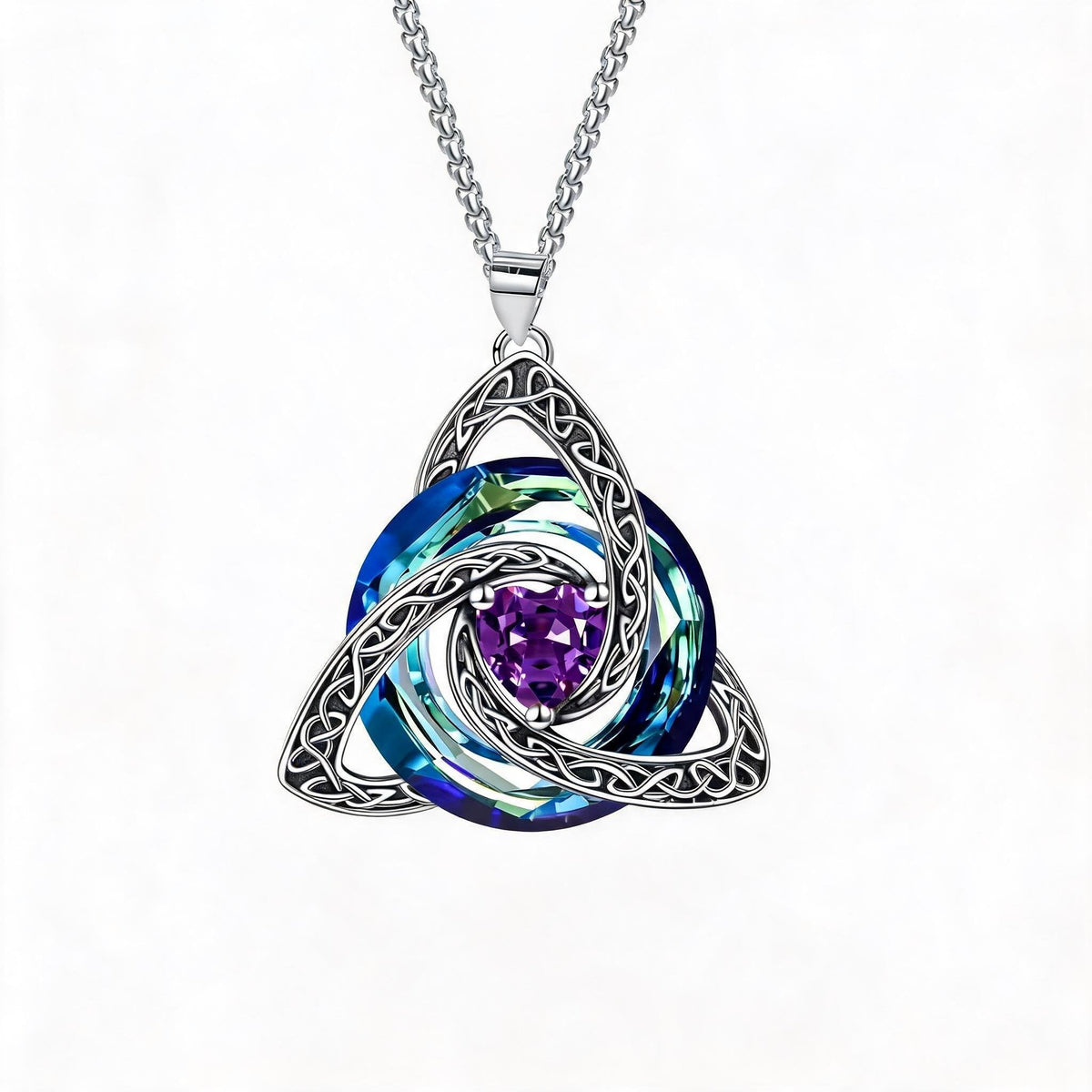💎🔮 Necklace with Celtic Trinity knot and birthstone