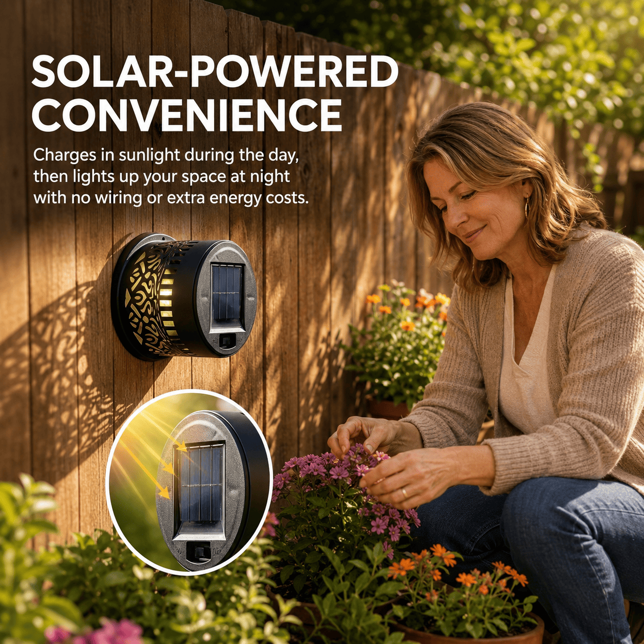 🌓Last Day 49% OFFSolar Mandala Wall Light Outdoor Garden Fence Projector Lamp Patio Ambient Decor