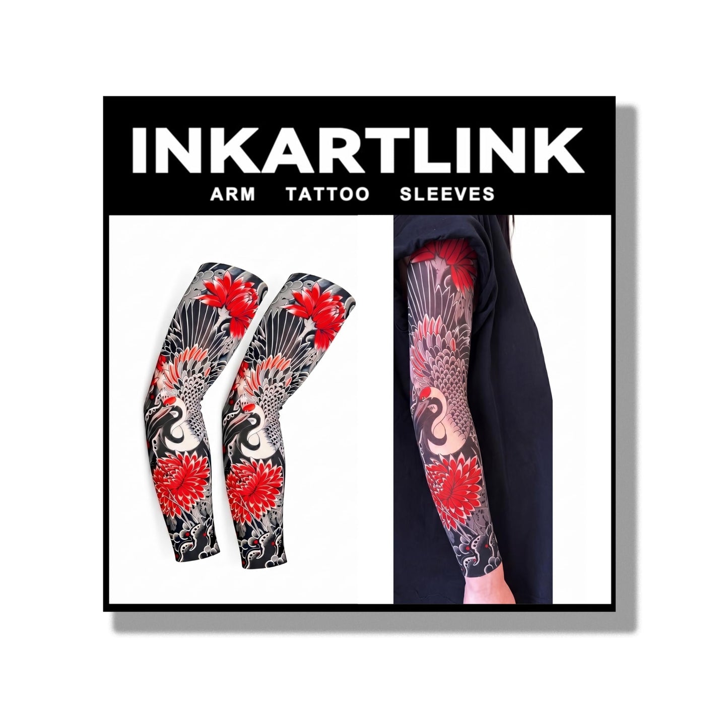 2 Pcs Cooling Sun Protection Tattoo Sleeves for MenWomen,UltraRealistic,UltraThin Breathable