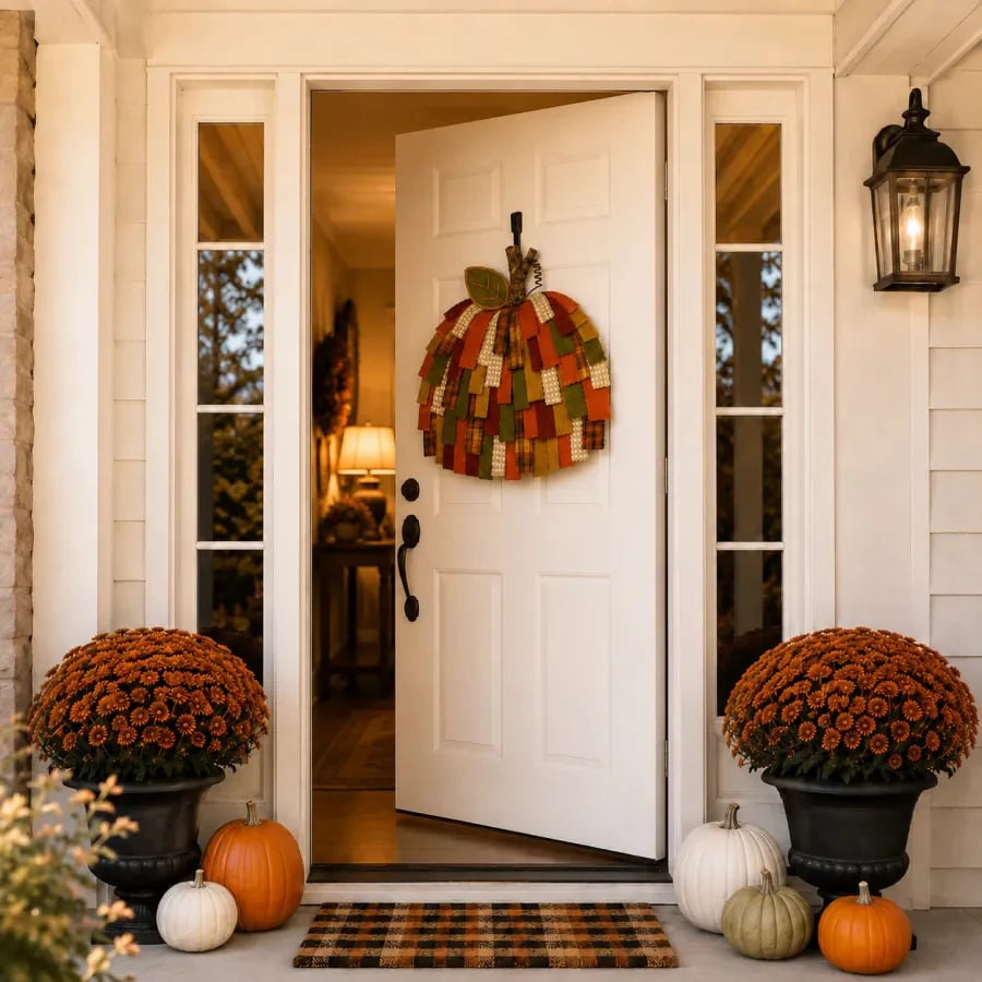 🎃 Only $45.99 Today-Handmade Patchwork Pumpkin Door Hanger| Warm Rustic Fall & Thanksgiving Decor 🍂