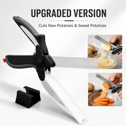 2-in-1 Kitchen Scissors with Cutting Board – Stainless Steel Food Cutter