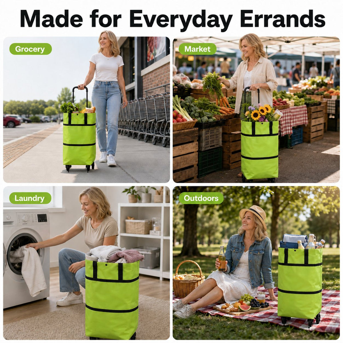 ✨🛒 Large-capacity folding push-pull shopping bag - The perfect choice for large-scale shopping trips