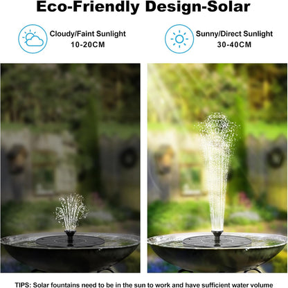 Solar Water Fountains,Solar Powered Bird Bath Fountain with 6 Nozzles - Free Standing Floating Solar Fountains for Bird Bath, Garden, Pond, Pool