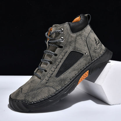 Men's Comfortable Handmade Leather Boots – Waterproof, Arch Support, Pressure Relief, Spacious Toe Box Outdoor Leather Boots