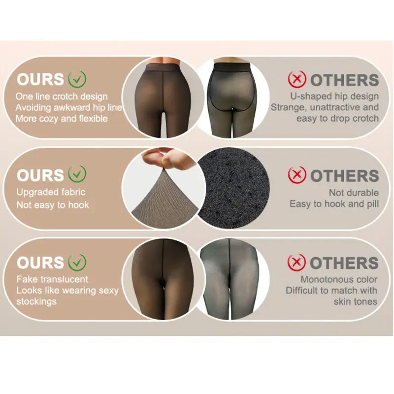 Fleece Lined Tights One-Lined Seams both front and back