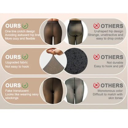 Fleece Lined Tights One-Lined Seams both front and back