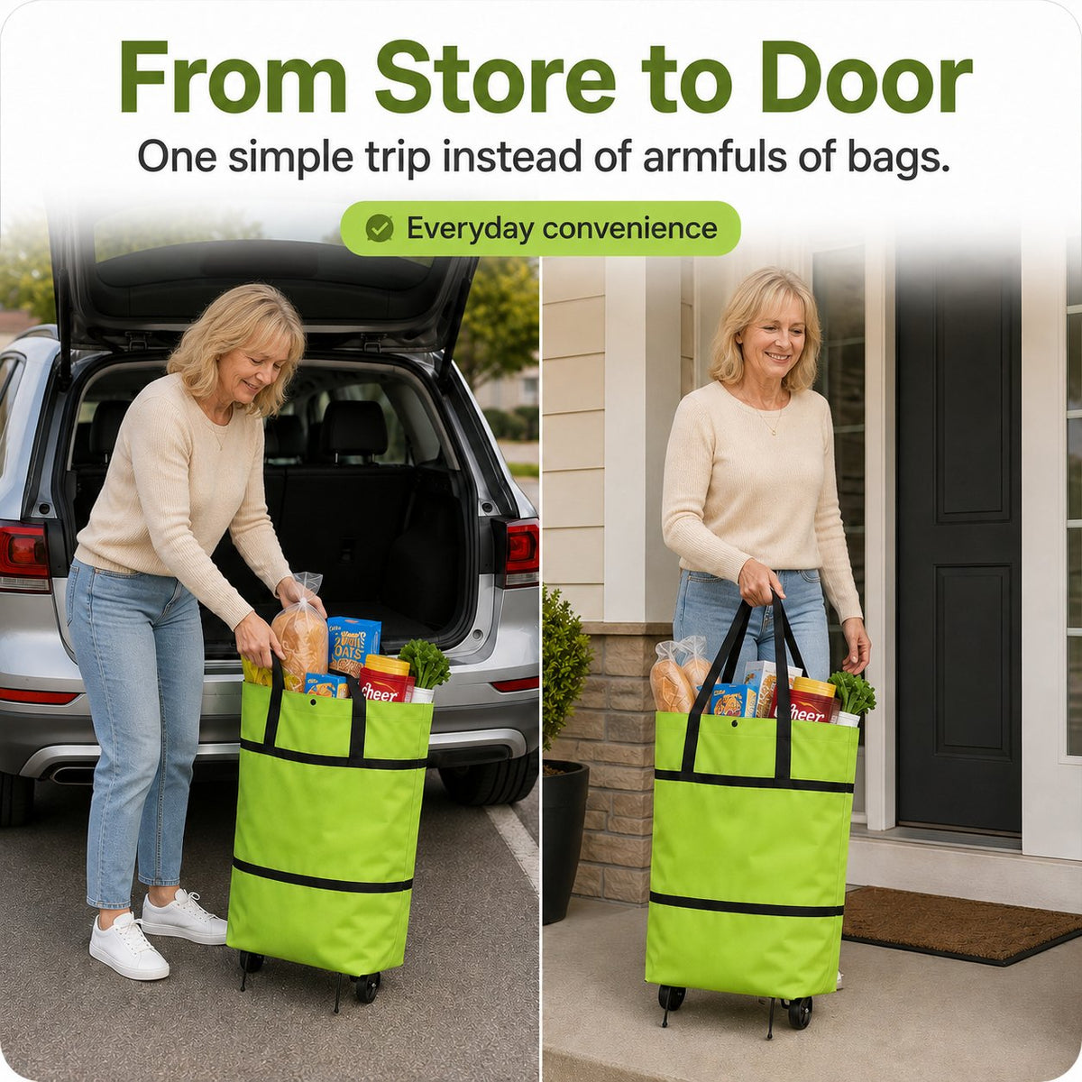 ✨🛒 Large-capacity folding push-pull shopping bag - The perfect choice for large-scale shopping trips