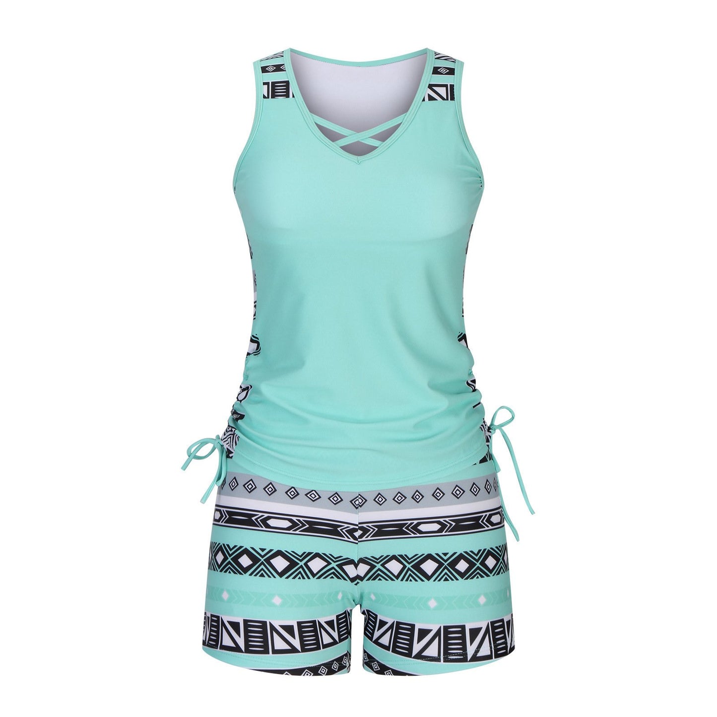 ⏰LAST DAY 60% OFF - Miraclesuit Women's Tummy Control Tankini Set with Built-In Bra – Flattering Boho Swimwear with Shorts🔥 Buy 2 Free Shipping