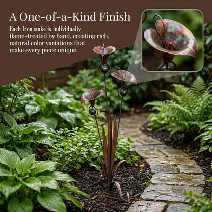 Copper Calla Lily Garden Stake with Bells – Elegant Outdoor Chime Decor 🌿
