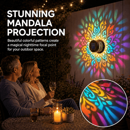 🌓Last Day 49% OFFSolar Mandala Wall Light Outdoor Garden Fence Projector Lamp Patio Ambient Decor
