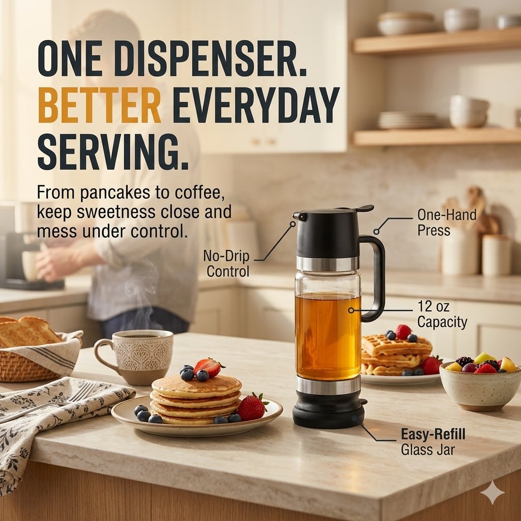 No-Drip Honey Dispenser for Clean, Effortless Everyday Pouring🍯