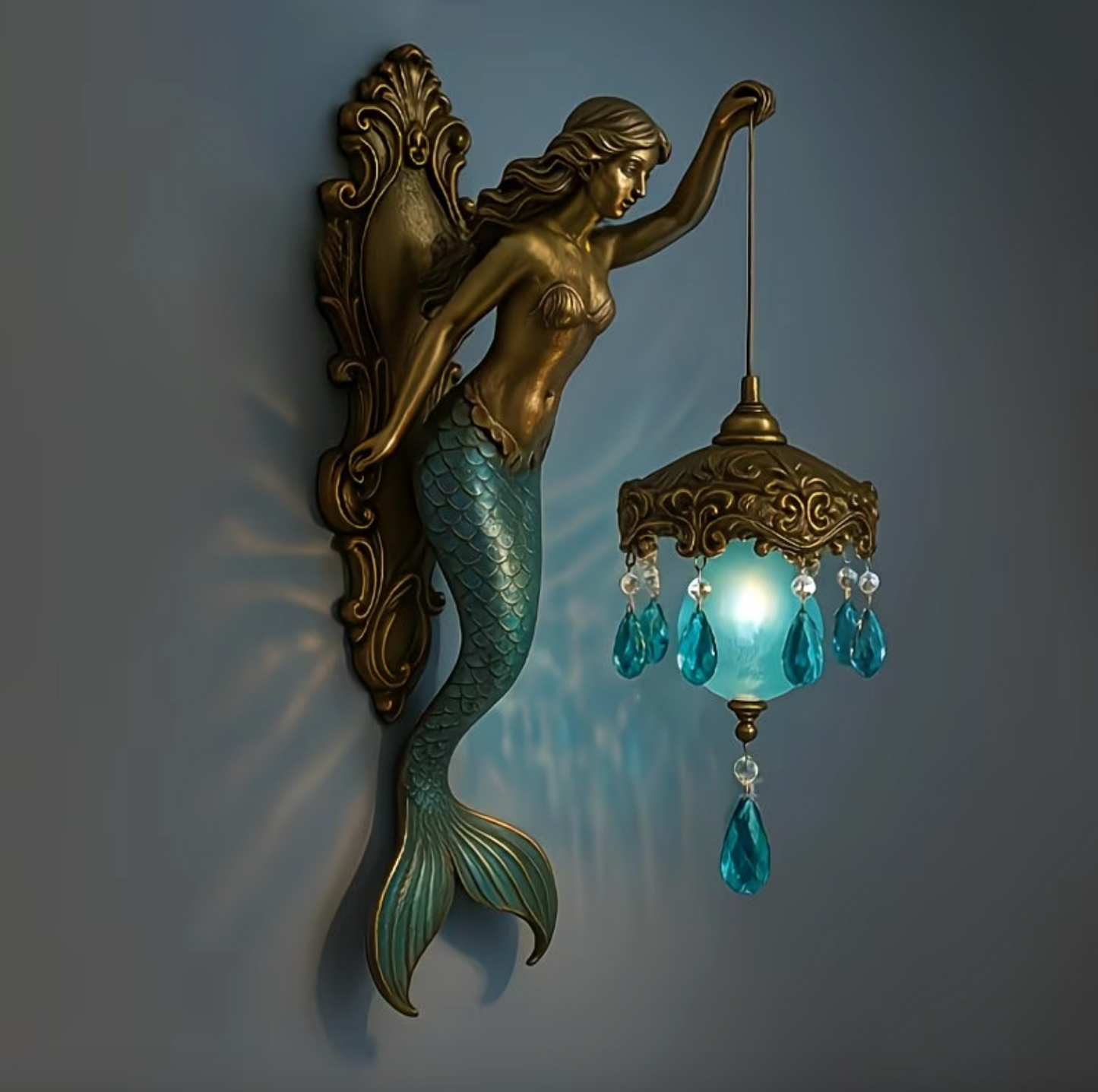 🧜‍♀️ Vintage Mermaid Glow Wall Lamp – Magical Ocean-Inspired Night Light  ✨