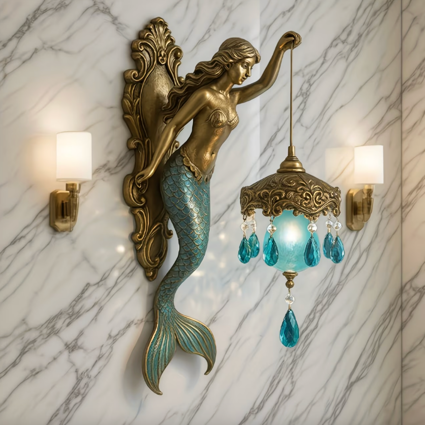 🧜‍♀️ Vintage Mermaid Glow Wall Lamp – Magical Ocean-Inspired Night Light  ✨