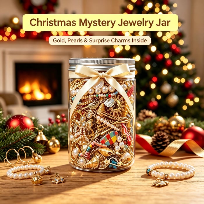 🎄 Mystery Jewelry Jar – Curated Sparkle Collection for a Beautiful Surprise