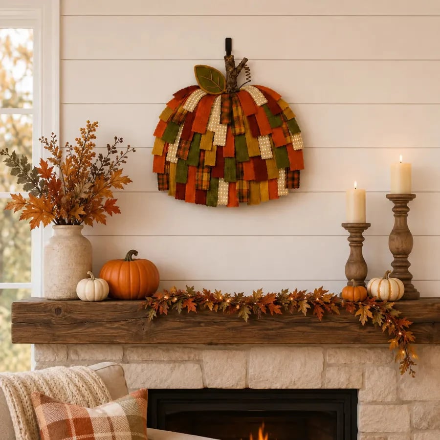 🎃 Only $45.99 Today-Handmade Patchwork Pumpkin Door Hanger| Warm Rustic Fall & Thanksgiving Decor 🍂