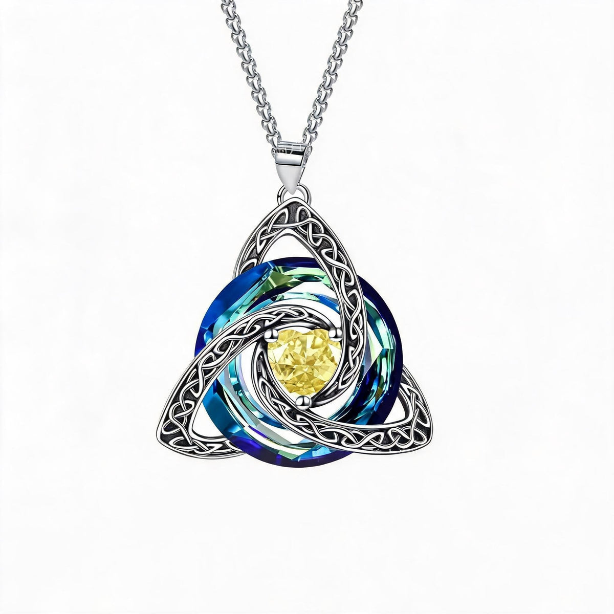 💎🔮 Necklace with Celtic Trinity knot and birthstone