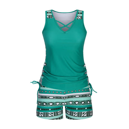 ⏰LAST DAY 60% OFF - Miraclesuit Women's Tummy Control Tankini Set with Built-In Bra – Flattering Boho Swimwear with Shorts🔥 Buy 2 Free Shipping