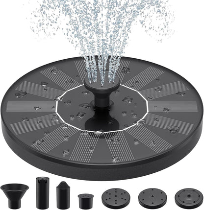 Solar Water Fountains,Solar Powered Bird Bath Fountain with 6 Nozzles - Free Standing Floating Solar Fountains for Bird Bath, Garden, Pond, Pool