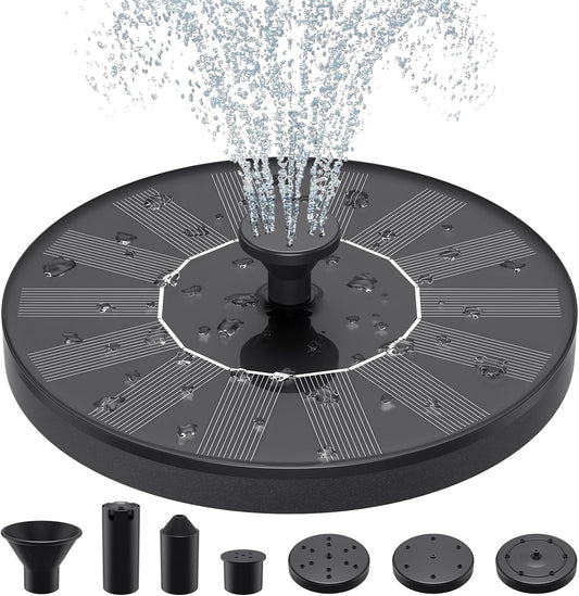 Solar Water Fountains,Solar Powered Bird Bath Fountain with 6 Nozzles - Free Standing Floating Solar Fountains for Bird Bath, Garden, Pond, Pool