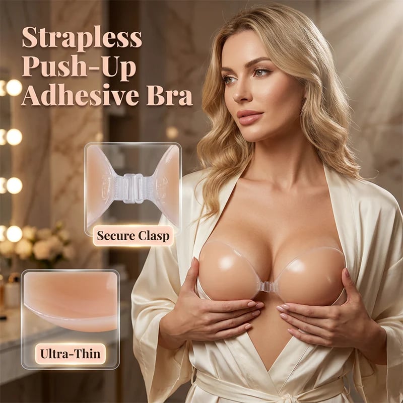 Strapless Push-Up Adhesive Bra – Invisible Lift, Sweat-Proof Hold