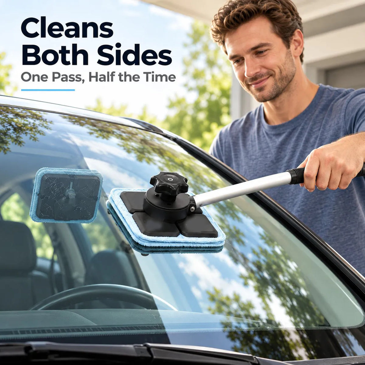 🔥LAST DAY 50% OFF -  Dual Magnetic Car Windshield Cleaner | Streak-Free Auto Glass Cleaning Kit